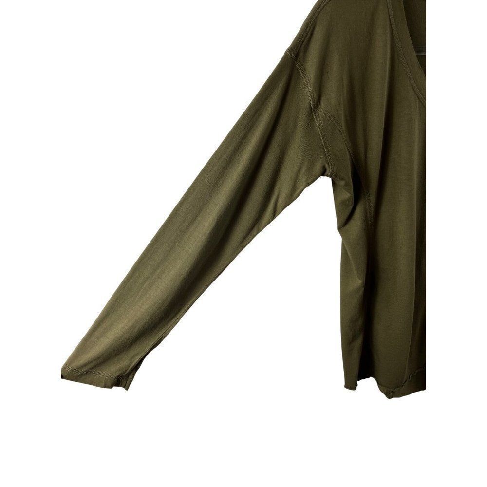 Sundance Side Inset Pocket Long Sleeve Modal Tee Shirt Top Size XS Olive Green - Picture 4 of 6